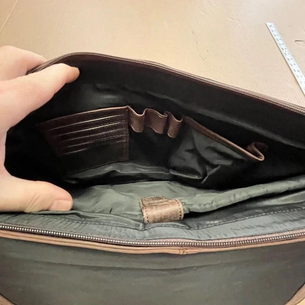 Real Leather Messenger Bag for Men and Women - Laptop‎ Briefcase Wood